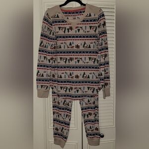 Cuddl Duds Fair Isle Festive Print Christmas Pajama Set XS Extra Small